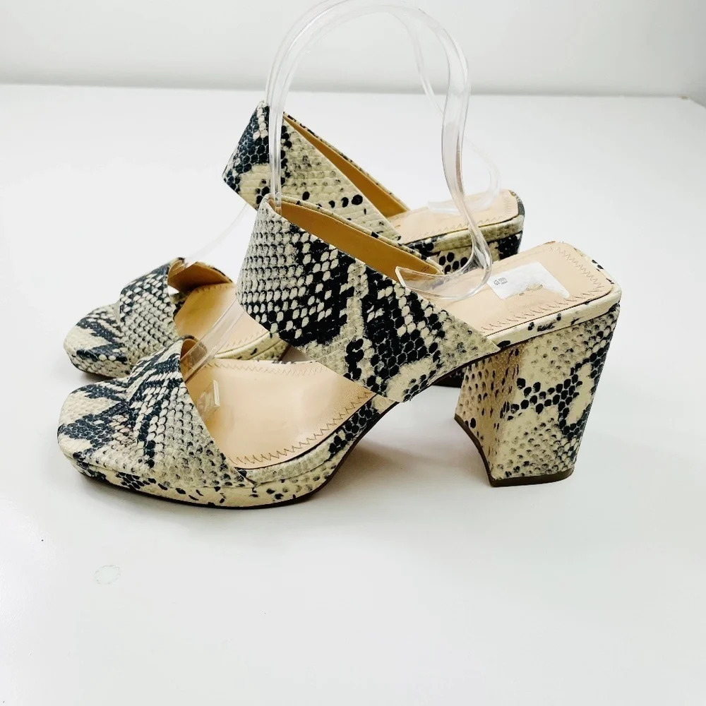 BP Karly Sandals Block Heel Snake Crocodile Print Platform Slide‎ Size 9